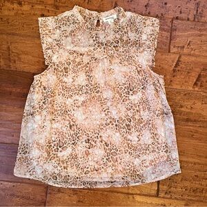 Monteau Women’s Animal Print Blouse Pink Size Large